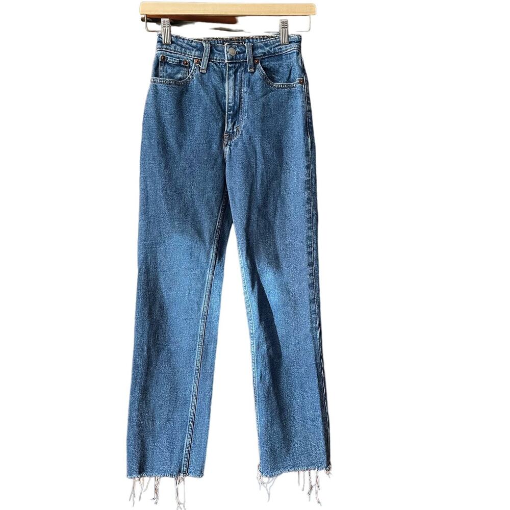 Abercrombie & Fitch Women's Zoe Natural Rise Ankle Straight Jeans Blue Size 24 - Picture 2 of 10